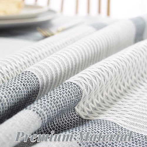 Miniatura 4 de AQOTHES Mantel de lino gris rústico de arpillera para cocina, comedor, mantel para mesas rectangulares, 55 x 70 pulgadas, 4-6 asientos