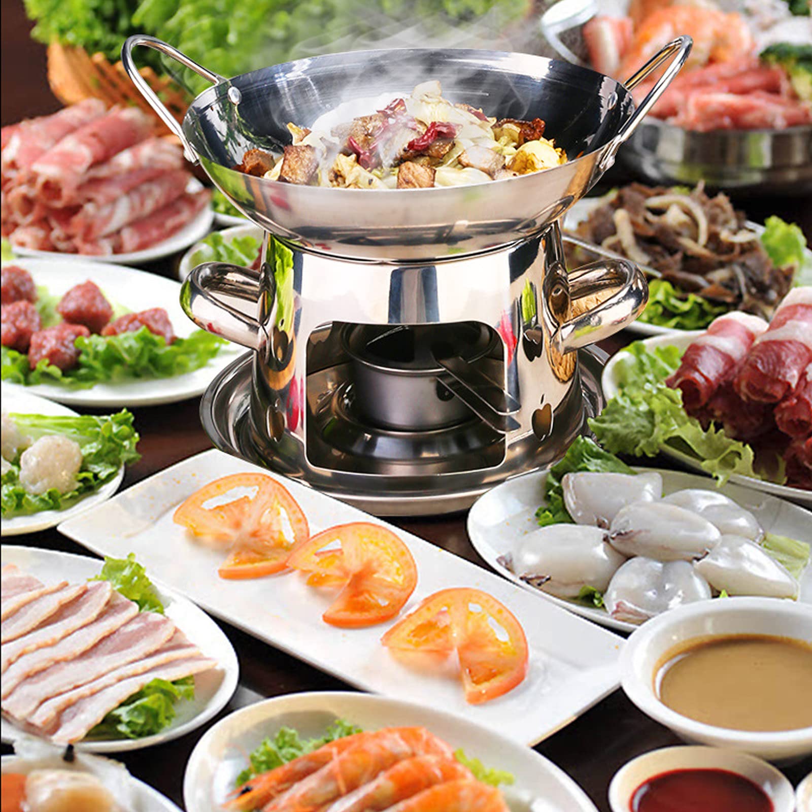 Campingkocher für Innenraum Mit Topf Camping Spirituskocher, Mini Tragbarer Camping Alkoholkocher, Kochtopf-Set Spiritusbrenner, Spiritus kocher für Hot Pot Grillen Picknick