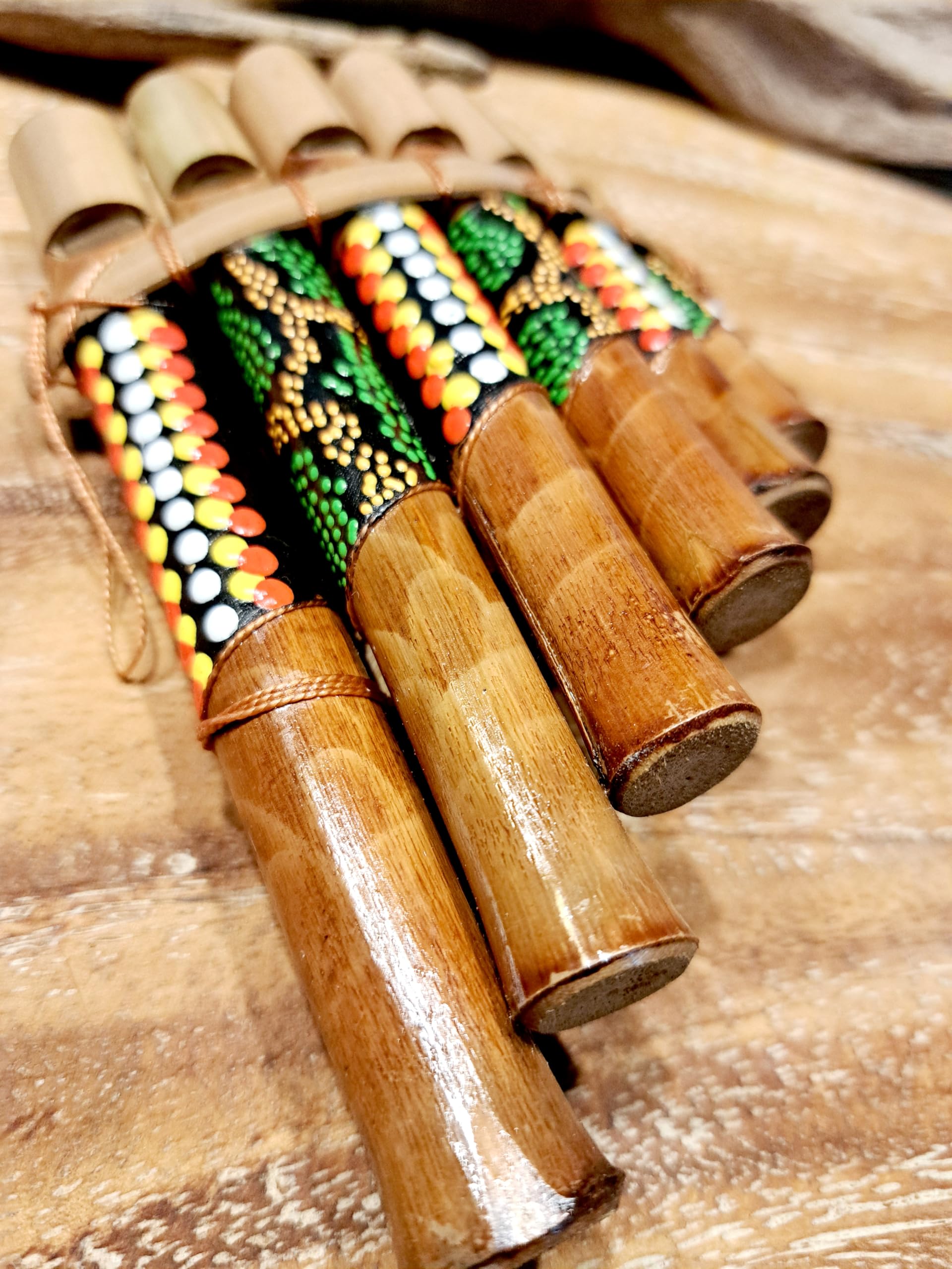 Flûte de pan en bambou Instrument de musique bois Artisanale 7 tubes