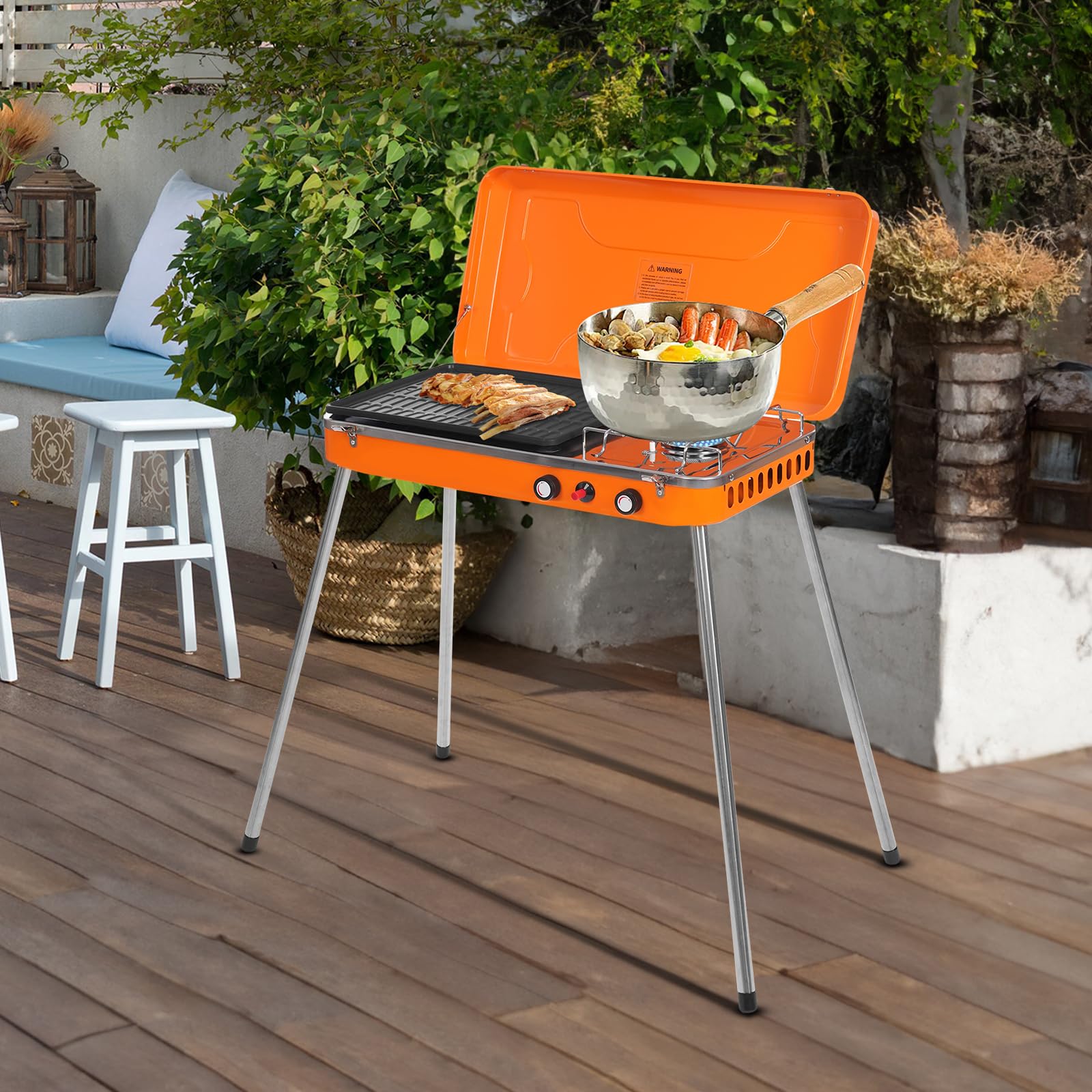 Propane Gas Grill,2-Burner Camping Stove Portable Propane Griddle Outdoor BBQ Grill,Gas Grill Cooker for Camping BBQ Picnic Outdoor Cooking : Patio, Lawn & Garden