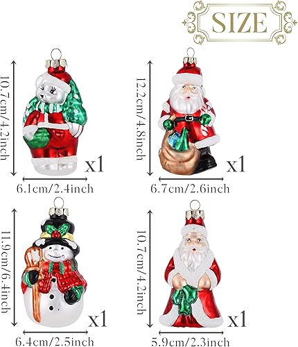 Miniatura 3 de Valery Madelyn Juego de adornos de Navidad vintage de vidrio, adornos colgantes de 4 quilates con remates de vidrio soplado para árboles de Navidad,