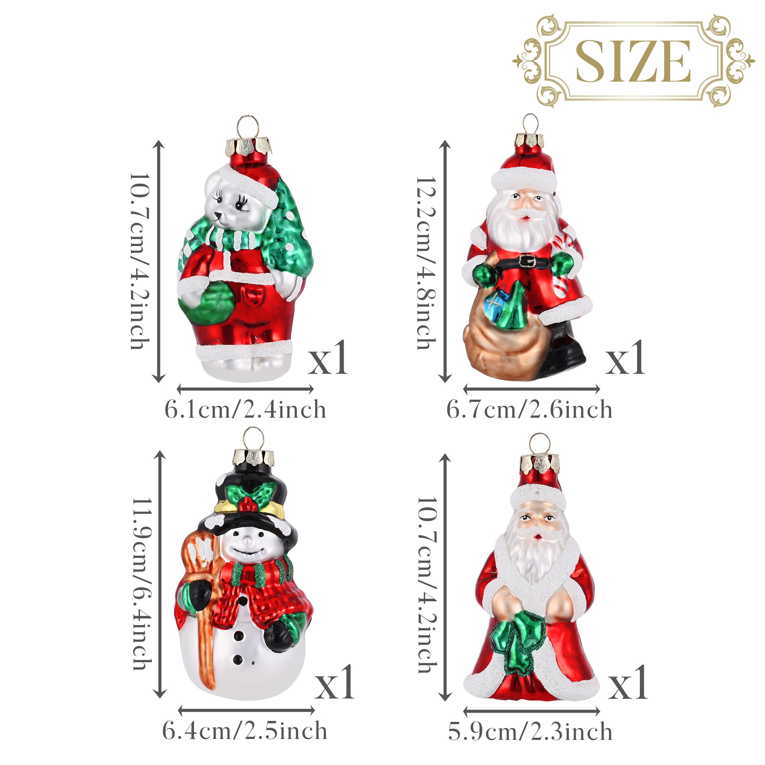 Valery Madelyn Ornements de boule de Noël en verre EG0106-0023