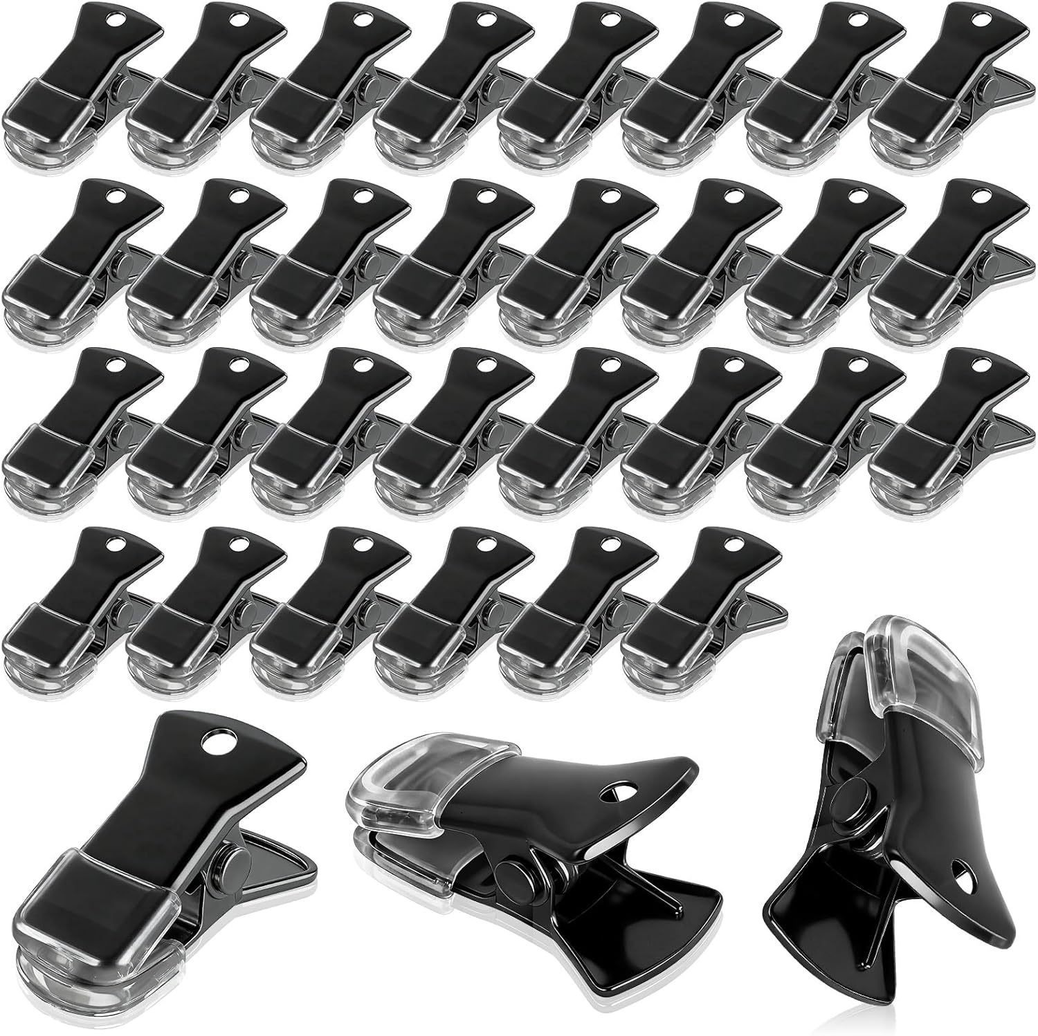 Geyoga 100 Pcs 20 x 8 mm Small Metal Clips Alligator Clips for Crafts Mini DIY Sweater Clip with Non-Slip Rubber Flat Mouth Clip for Sewing Clothing Glasses Accessories (Black,Smooth)