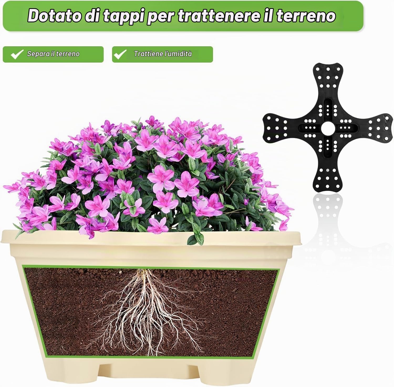 Fioriera impilabile, giardino verticale a torre, set di fioriere verticali utilizzate per fragole, erbe aromatiche e fiori (Beige, 6 livelli)