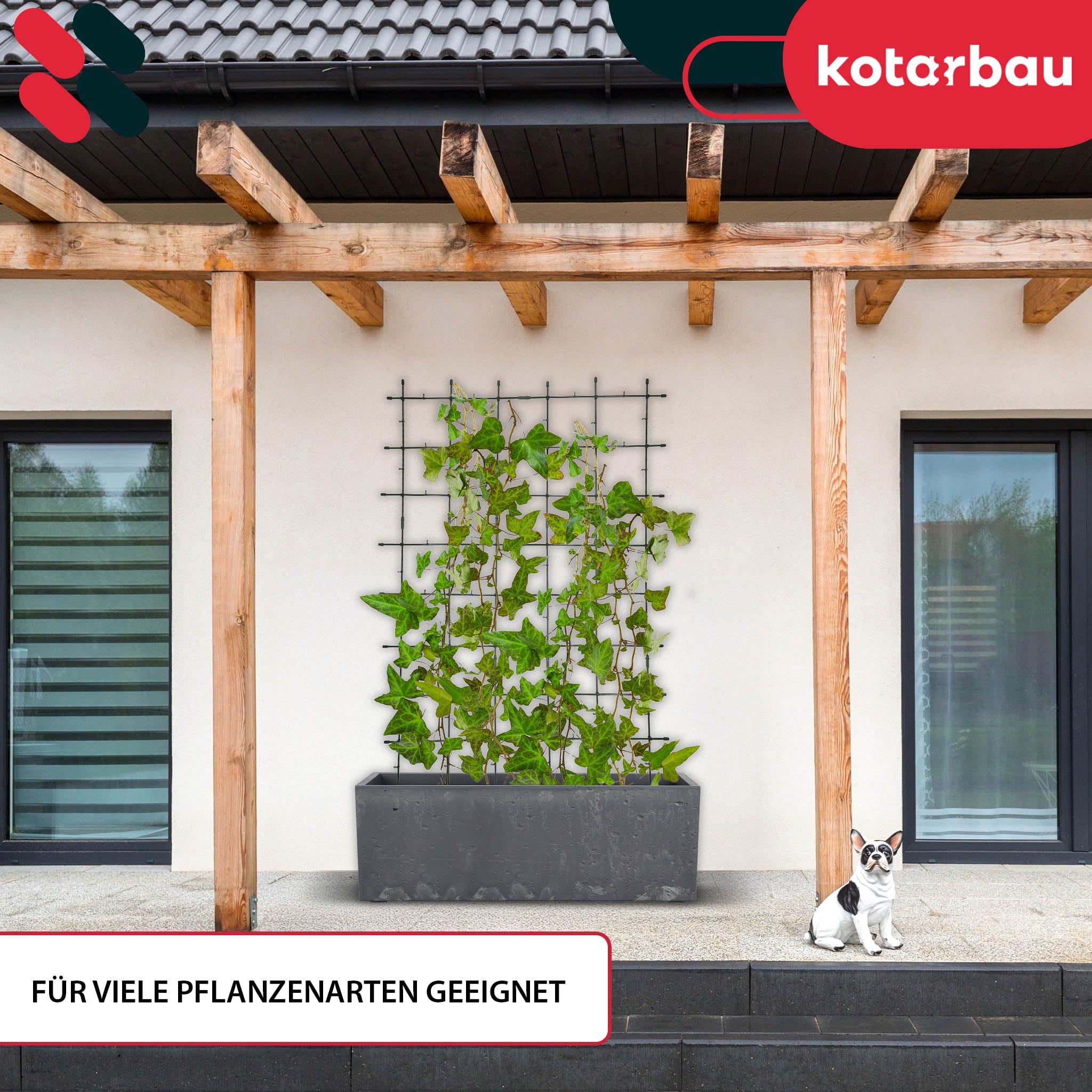 KOTARBAU® Modulare Rankhilfe 120 x 180 cm, Sichtschutz für Garten & Balkon | 2er Set, Pflanzenstütze aus Kunststoff, für Kletterpflanzen & Gemüse, Grün