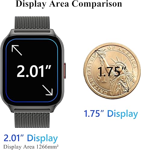 Miniatura 2 de Popglory Reloj inteligente para responderhacer llamadas, reloj inteligente de 2.01 pulgadas con control de voz AI, presión arterialSpO2monitor de