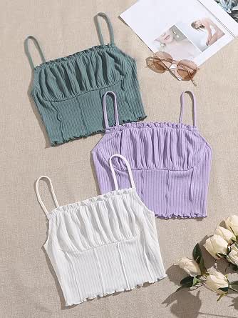Floerns Women's 3-Pack Ribbed Crop Cami Tops - Spaghetti Strap Sleeveless Basic Tanks - View #6
