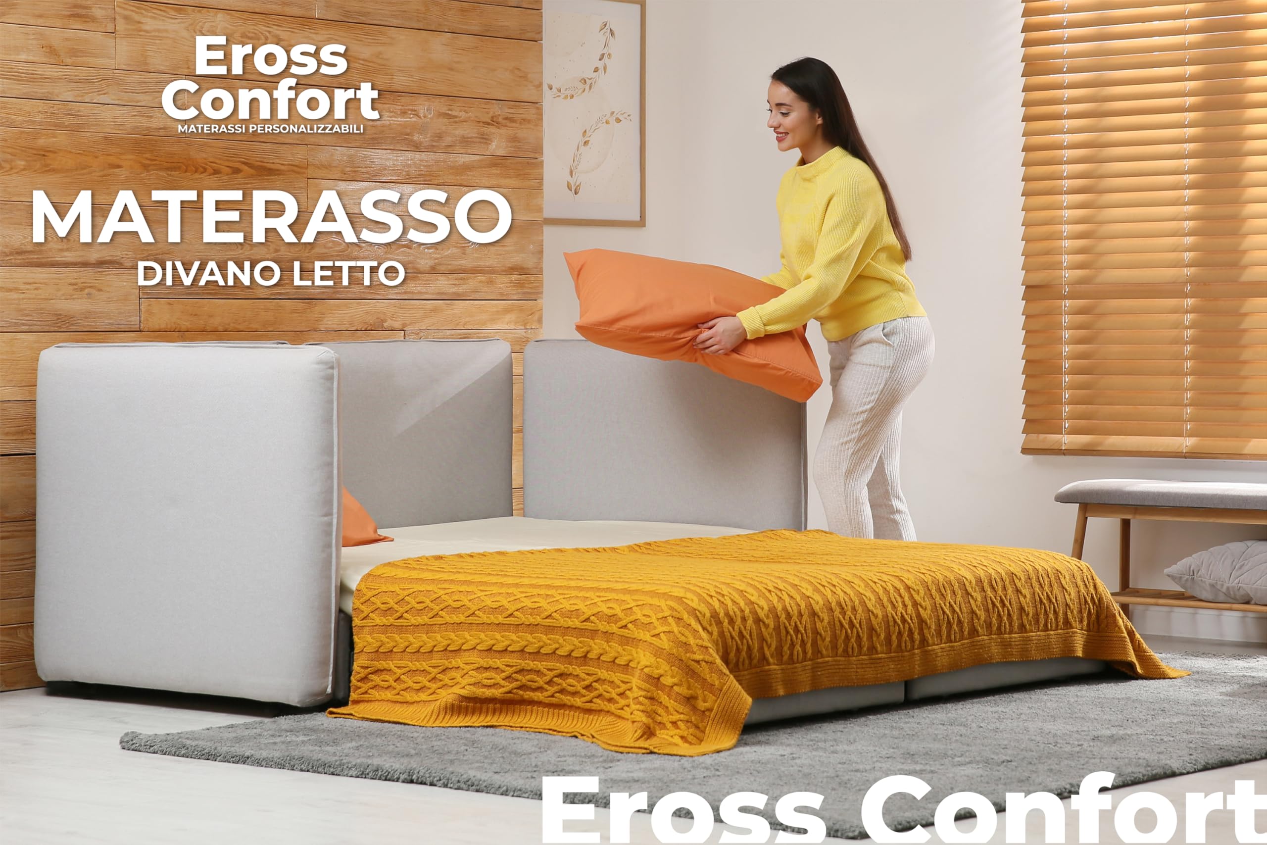Materasso per divano letto 160x190x10 Italian Bubble System. Fermezza media superiore. Altezza 10 cm. Rimovibile e lavabile