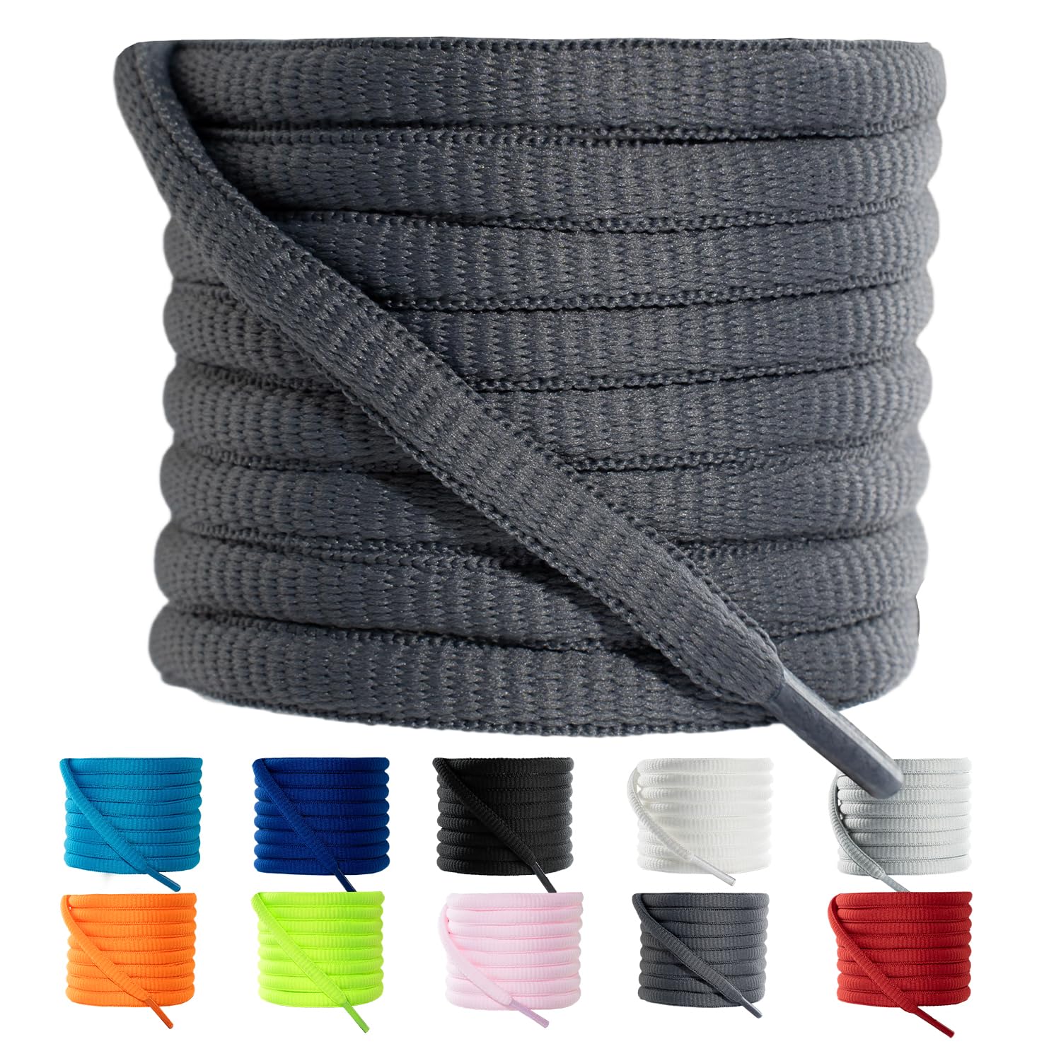 VGUBLG Oval ShoeLaces 1/4" Athletic Shoe Laces Half Round 14 Different Lengths Running Shoelace for Everone in 24"-79"