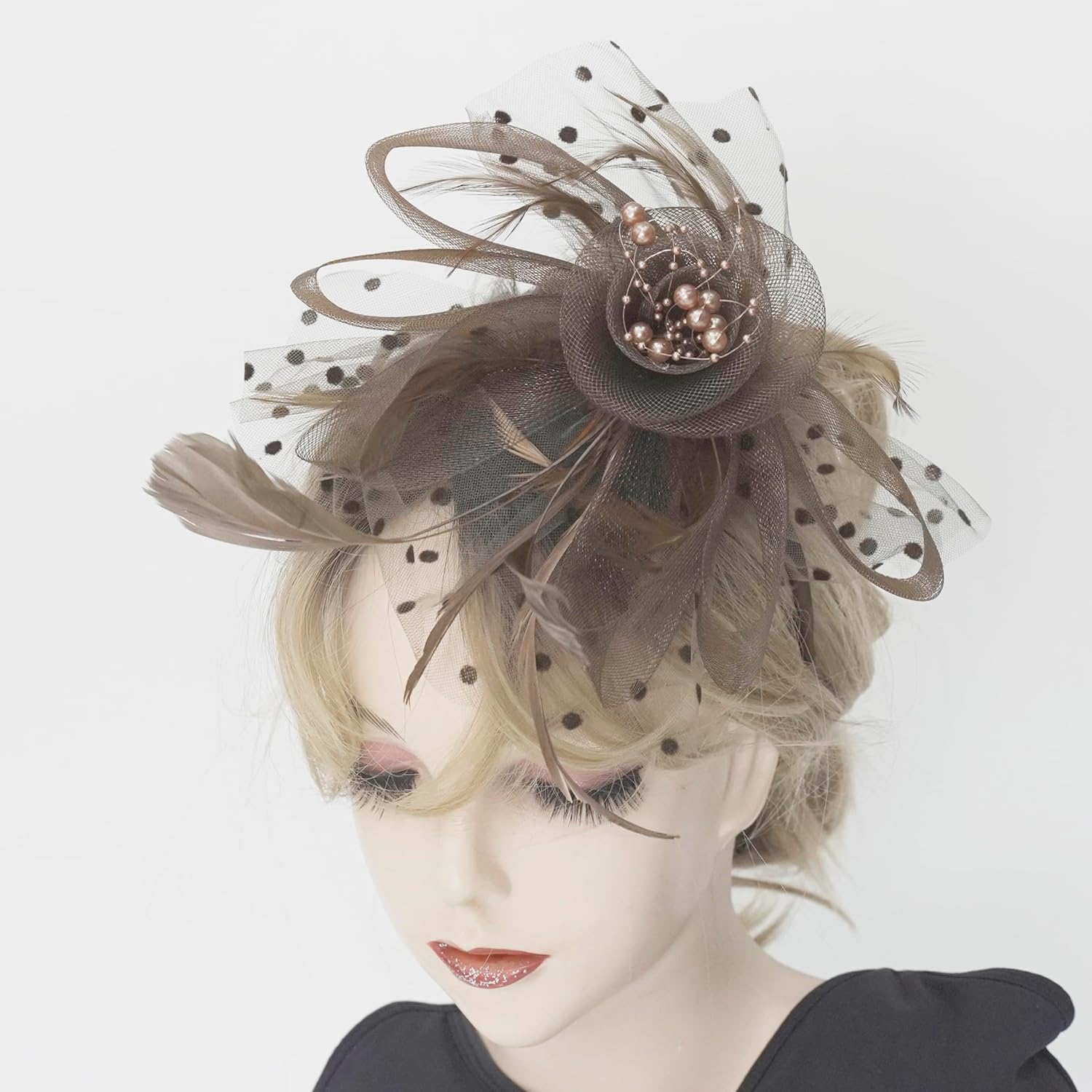 Fascinators Hat Women Tea Party Headband Flower Cocktail Mesh Feathers Hair Clip Kentucky Derby Hat Wedding - Image 4