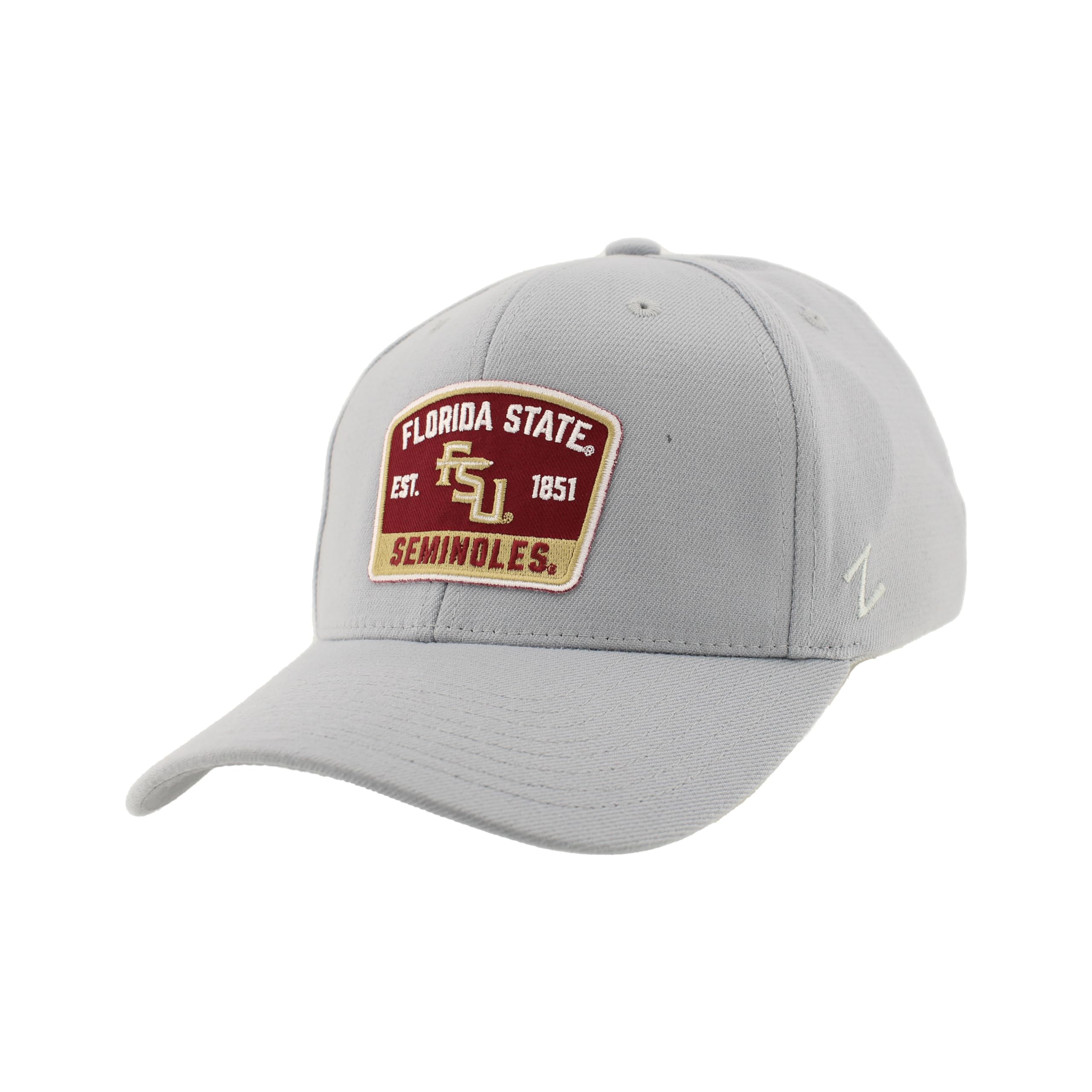 ZHATS Men's Standard NCAA Officially Licensed Fitted Hat ZH Patch Switchback Light Gray, Grey, Medium