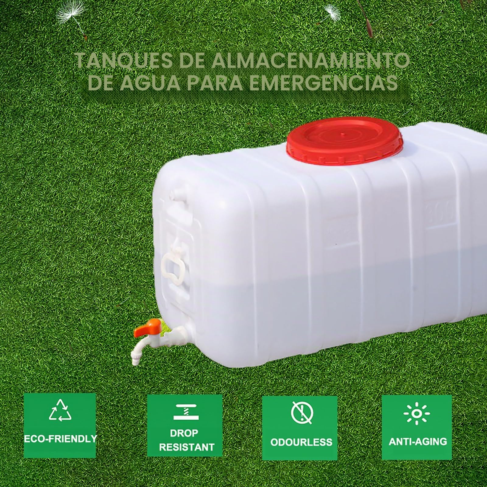Plástico Bidón De Agua con Grifos, Gran Capacidad Portátil Contenedor De Agua para Camping Emergencia Picnic Tanque De Agua(Size:50L/13.2gallon)