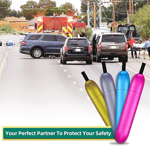 Miniatura 7 de Martillo de seguridad para automóvil  Cortacristales y cinturón de seguridad multifuncional metálico para automóviles, herramienta de escape de