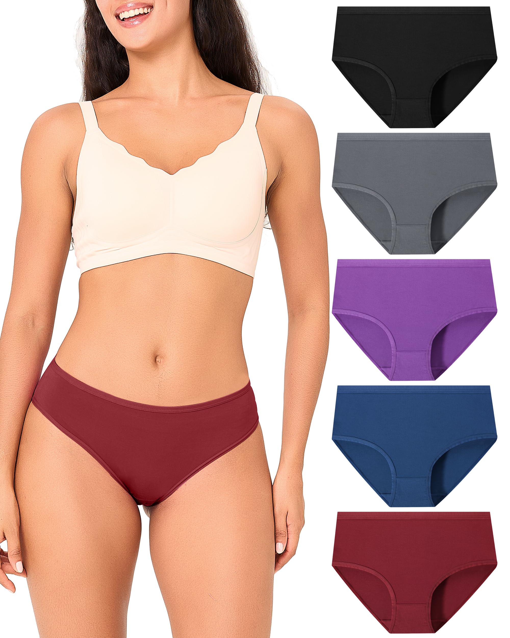 BAMBOO COOL Womens Cool Bikini Briefs for Women Lightweight Panties Stretchy Soft Breathable Underwear 5-pack