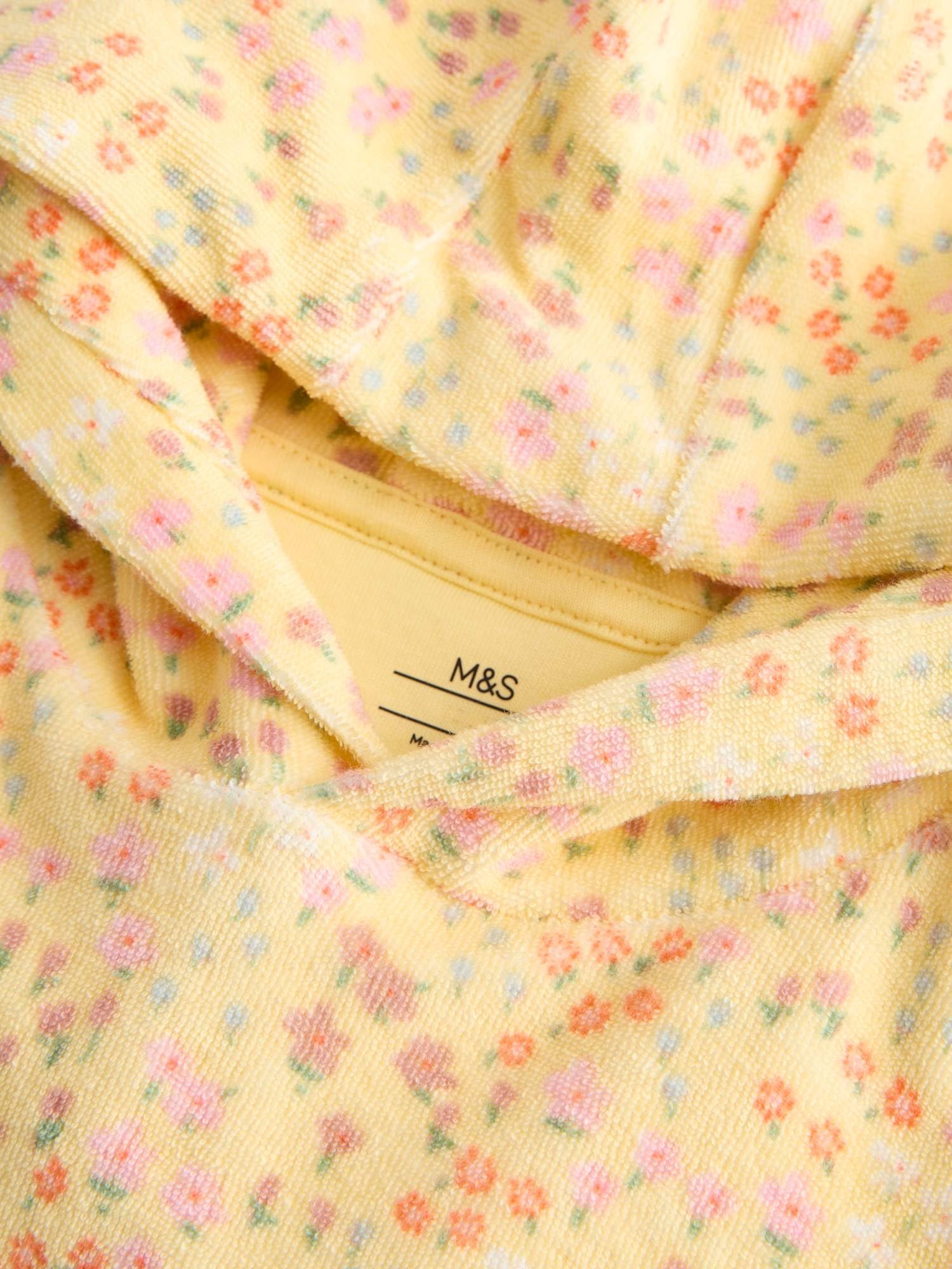 Marks & Spencer Poncho Toalla de Algodón Puro con Estampado de Flores para Bebé, Diseño con Capucha
