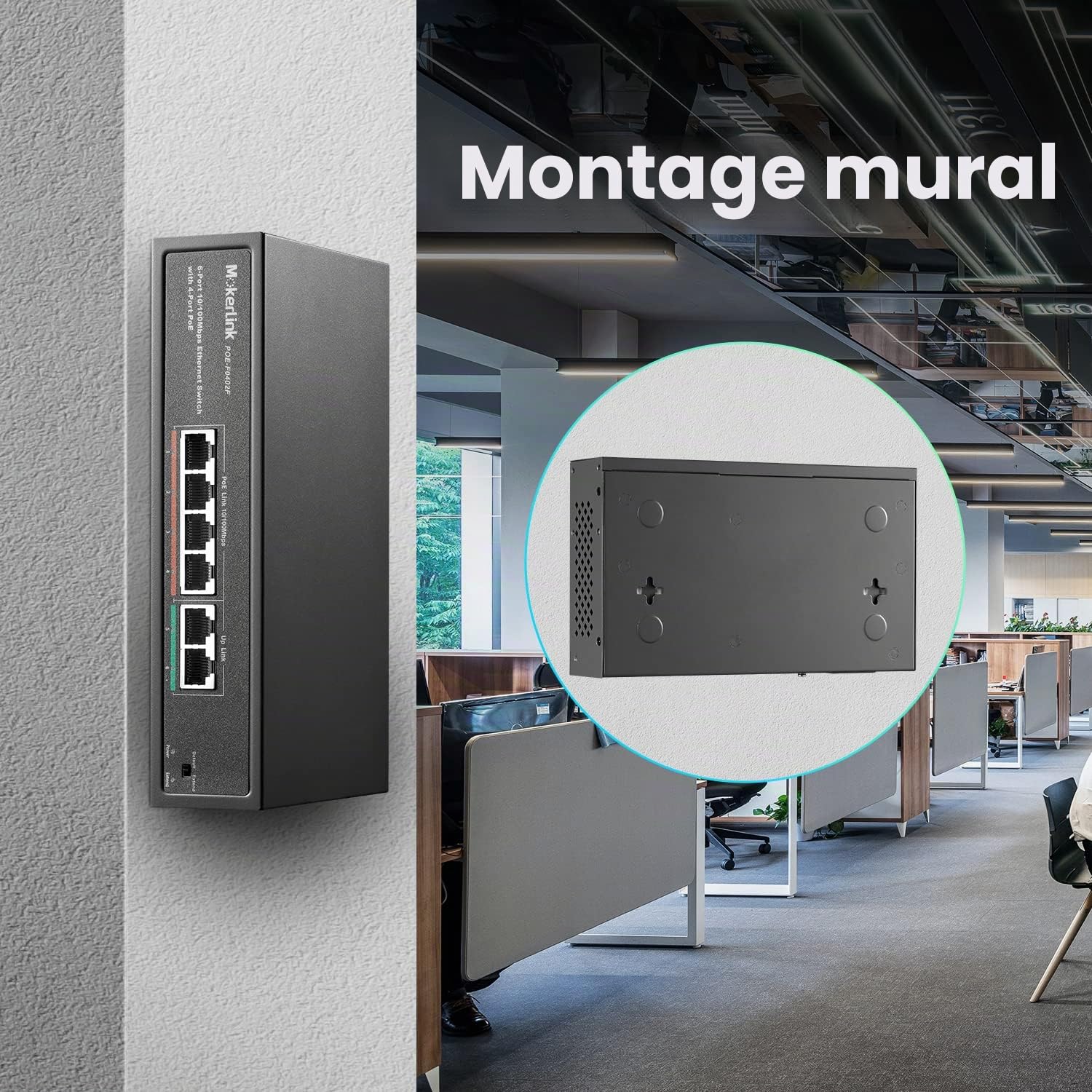 MokerLink 10 Ports PoE Switch with 8 Port PoE+, 2 Fast Ethernet UpLink, 100 Mbps, 120 W 802.3 AF/at PoE, Fanless Plug & Play Network Switch