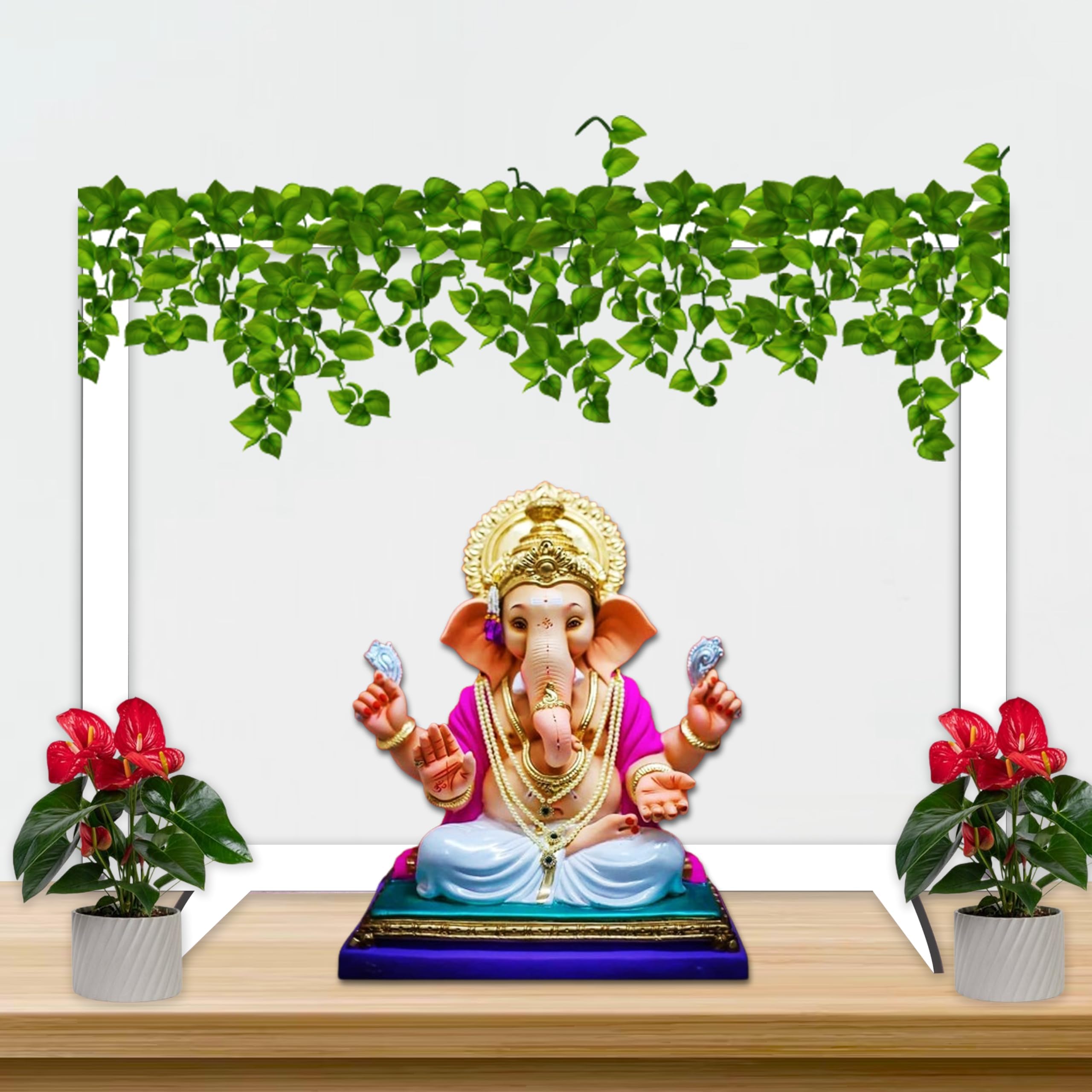 SOLOBOLOMandir Backdrop Stand, Mandir Foldable Stand, Small Backdrop Stand for Puja, Pooja Stand for Home, Mandir Backdrop Frame, Ideal for Home Mandir, Office Puja, and Festive Decor (24x18 inch)