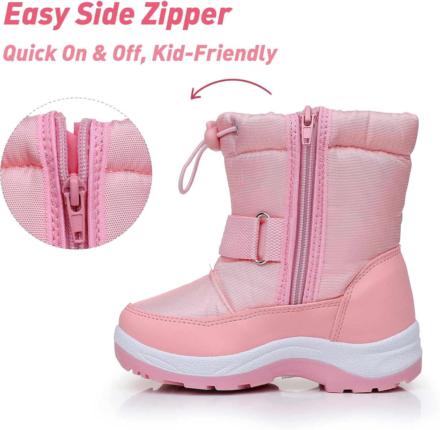 Felabo Toddler Snow Boots for Boys Girls Water Resistant Warm Winter Boots with Non Slip Sole Easy On Side Zipper Closure (Toddler/Little Kid)
