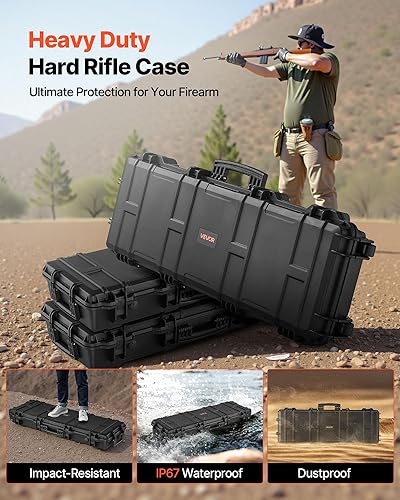 Miniatura 38 de VEVOR Rifle Case, Rifle Hard Case with 4 Layers Fully-protective Foams, Lockable Hard Gun Case with Wheels, IP67 Waterproof & Crushproof, for Rifles