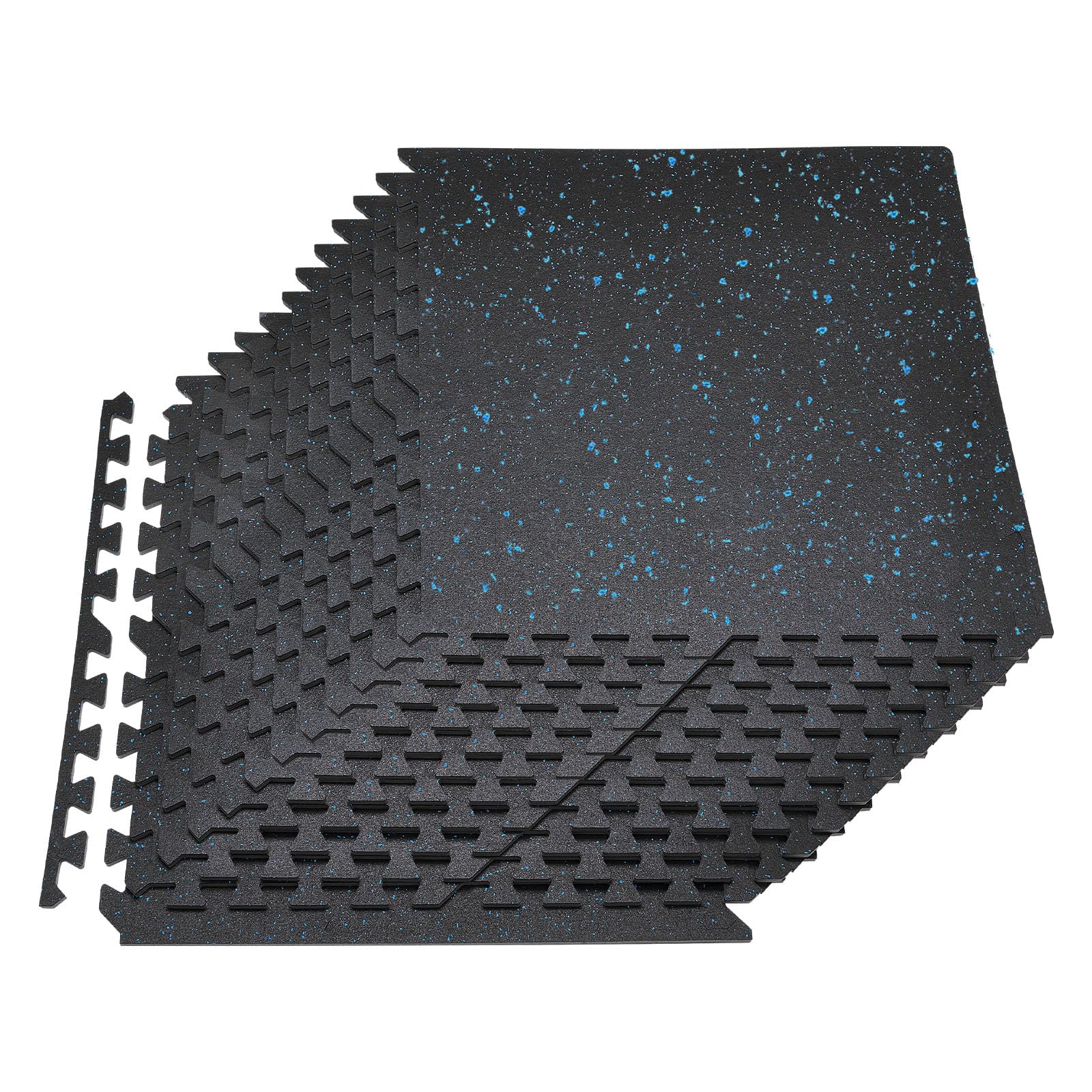 VEVOR Zestaw mat ochronnych na podłogę gimnastyczną 24 sztuki 610 x 610 x 14 mm, maty piankowe EVA z niebieskimi kropkami do gimnastyki siłownia biuro dom trening