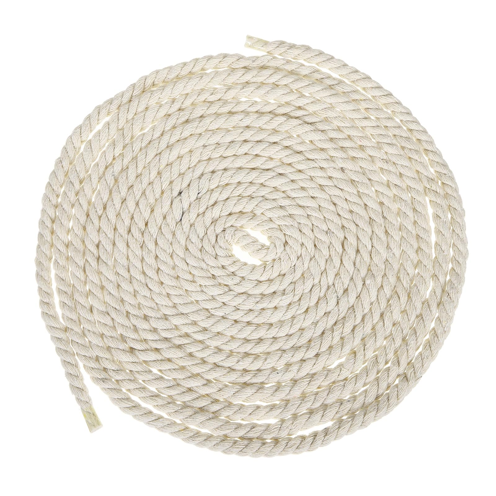 sourcing map 7mmx18Ft Beige Cotton Rope, 3 Strand Cord