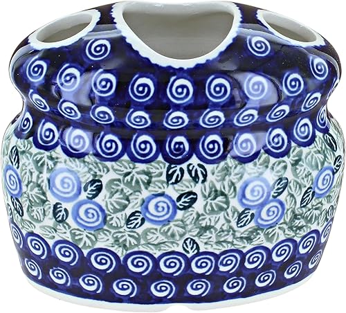 Miniatura 3 de Portacepillos de dientes de cobalto de cerámica polaca rosa azul