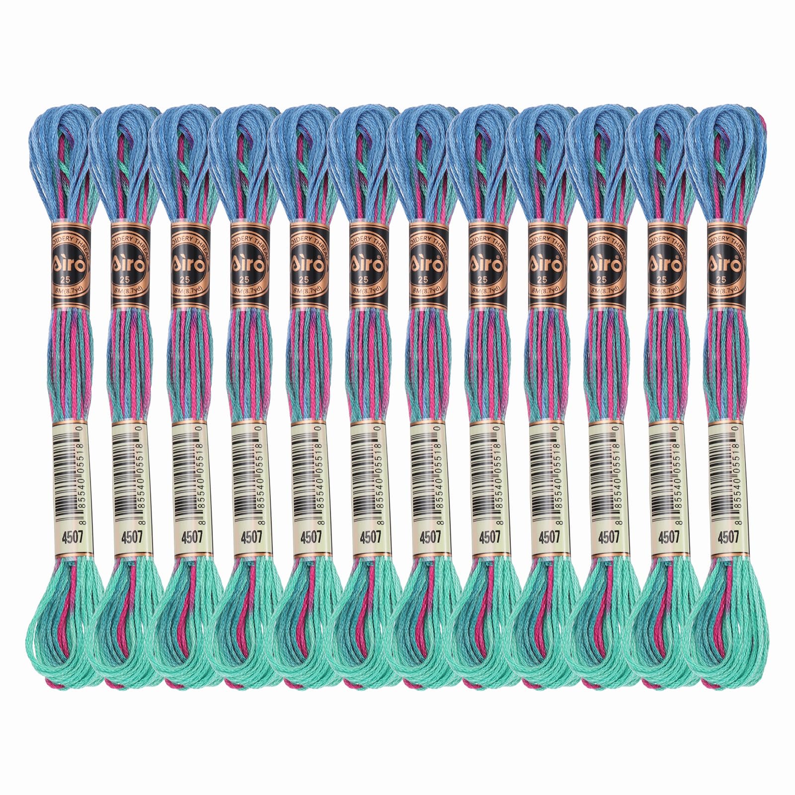 PATIKIL 12 Skeins Embroidery Floss, Polyester Embroidery Threads Bracelets String for Cross-Stitch Hand Embroidery, Green Blue