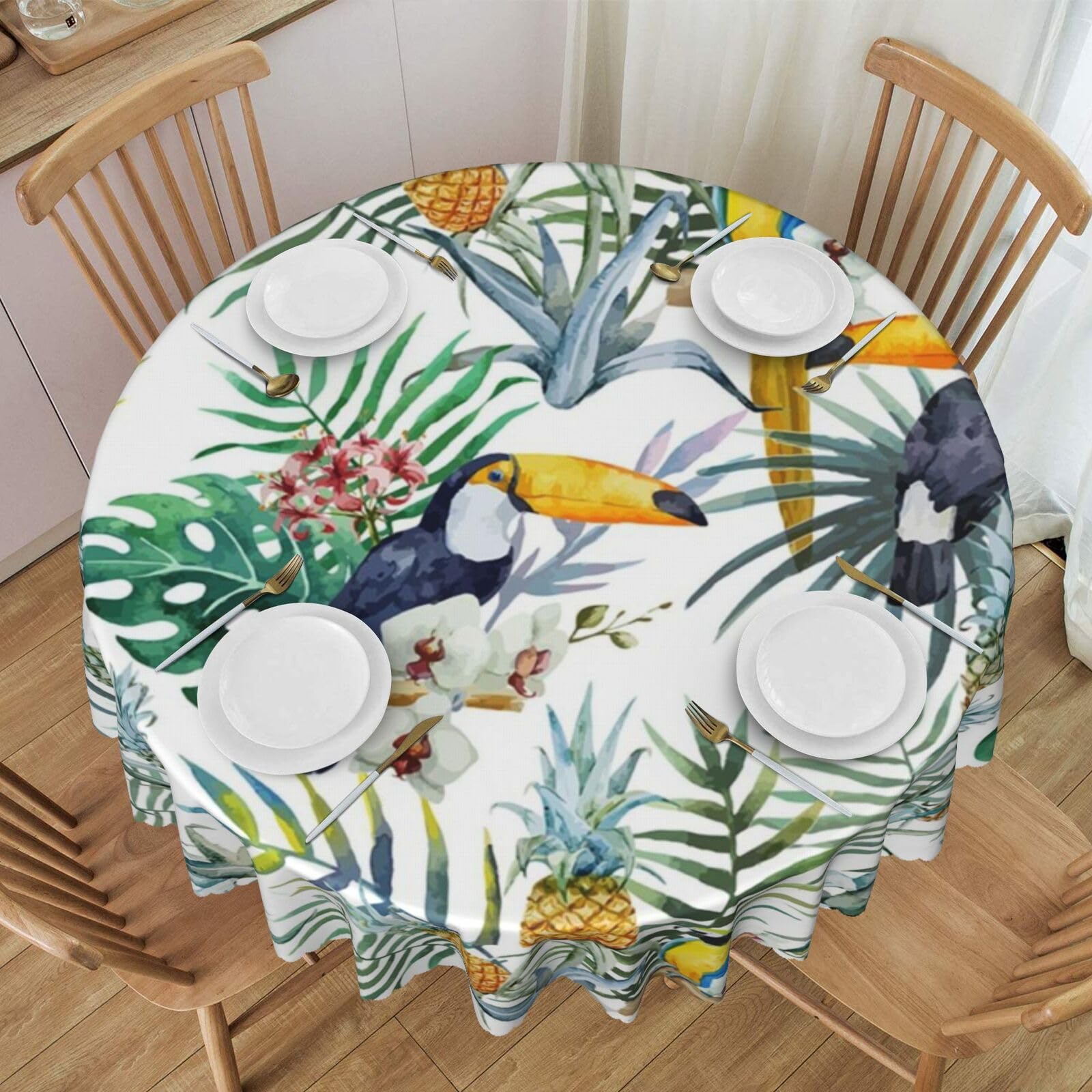 Nappe ronde facile à nettoyer en polyester pour préserver votre table des taches