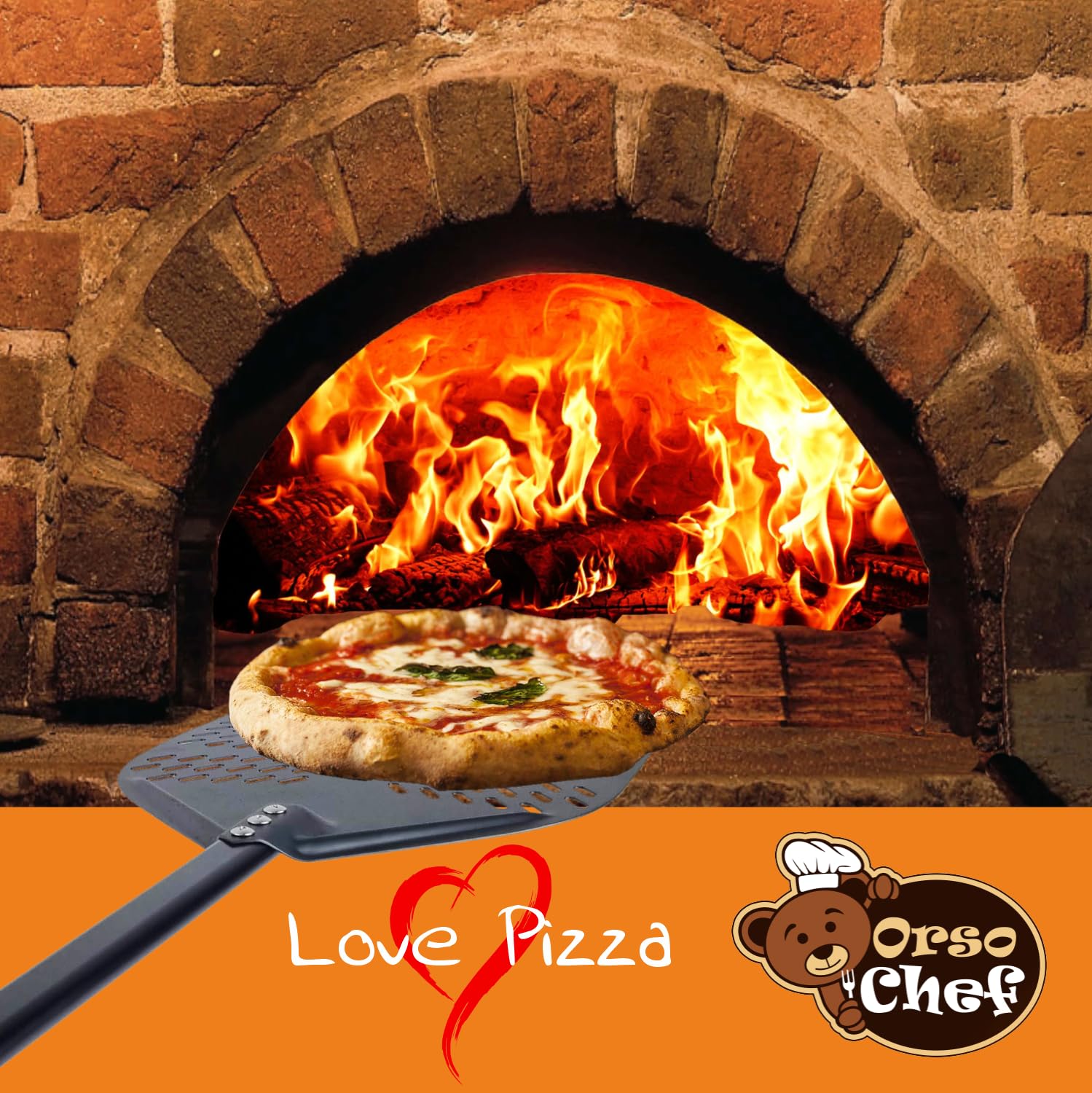 Pizza łopata 70/110 Cm. Gruby aluminiowy uchwyt i zdejmowany drewniany uchwyt - Profesjonalne Otwory dla Idealnego Wypieku – Idealna do Piekarnika Domowego, Pizzerii, Piekarni