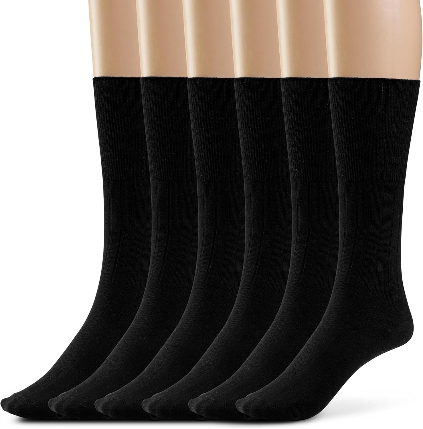 Silky Toes Women's Diabetic 6Pk Premium Soft Non-Binding Cotton Dress Socks (9-11, Black -6 Pairs)