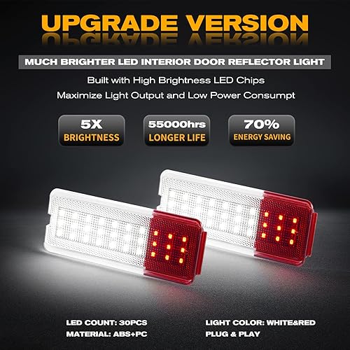 Miniatura 2 de Gempro Luces LED reflectoras de puerta interior para Ford F250 F350 F450 F550 1999-2007 SuperDuty, Excursion 2000-2005 puerta delanteratrasera, 2