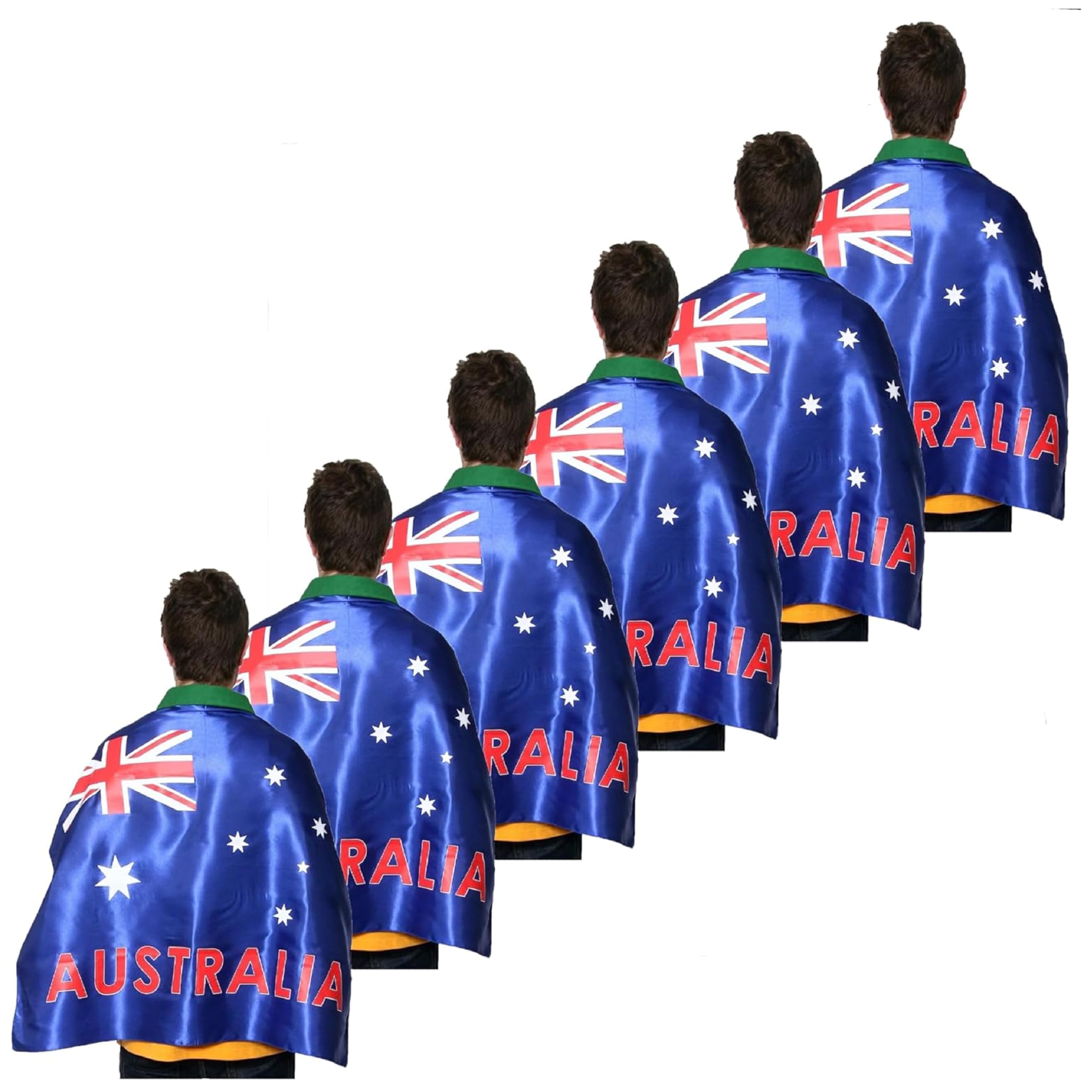 Australian Flag Cape - Pack of 3 - Blue Cape with Australian Flag and 'Australia' Text - Australia Day Ashes Sporting Events National Events Fancy Dress