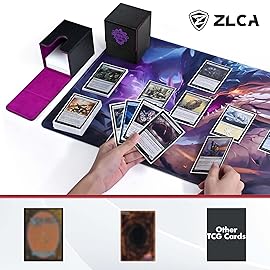 ZLCA Card Deck Box for MTG Cards with 2 Dividers, PU Leather TCG Card Deck Case Holder for Magic Commander Yugioh(Black&Purple,Eye Demon)