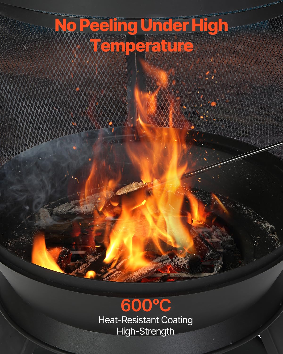 VEVOR Gartenkamin, φ500x1100mm Terrassenofen, Aztekenofen aus Eisen zum Grillen & Wärmen, Chimenea Feuerstelle mit Grillgitter, Kaminmantel & rostfreiem Kamindeckel, für Terrasse, Garten, Hinterhof
