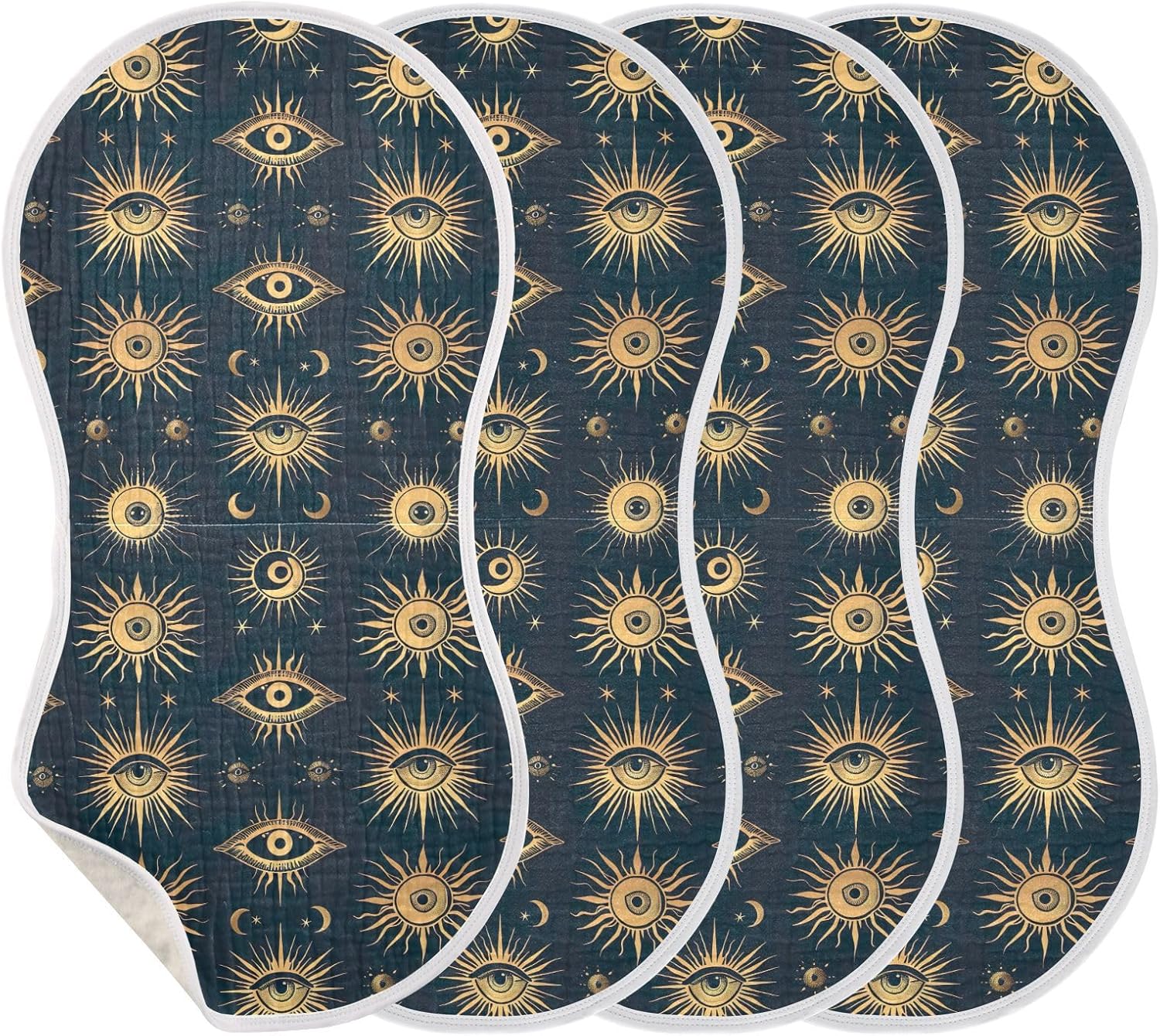 Magic Eyes Muslin Baby Burp Cloths Feeding Cloths Face Towel Soft and Absorbent Bibs for Newborn Boys Girl- 4 Pack