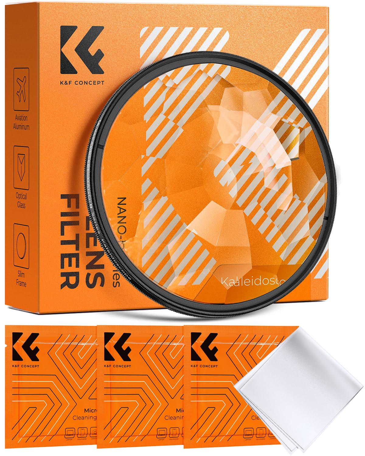 K&F CONCEPT Nano-Basic Filtro per Obiettivo a Prisma Caleidoscopico da 77mm, Prisma Filtro Effetti Speciali in Vetro Ottico per Obiettivi 77mm + 3 Panni di Pulizia