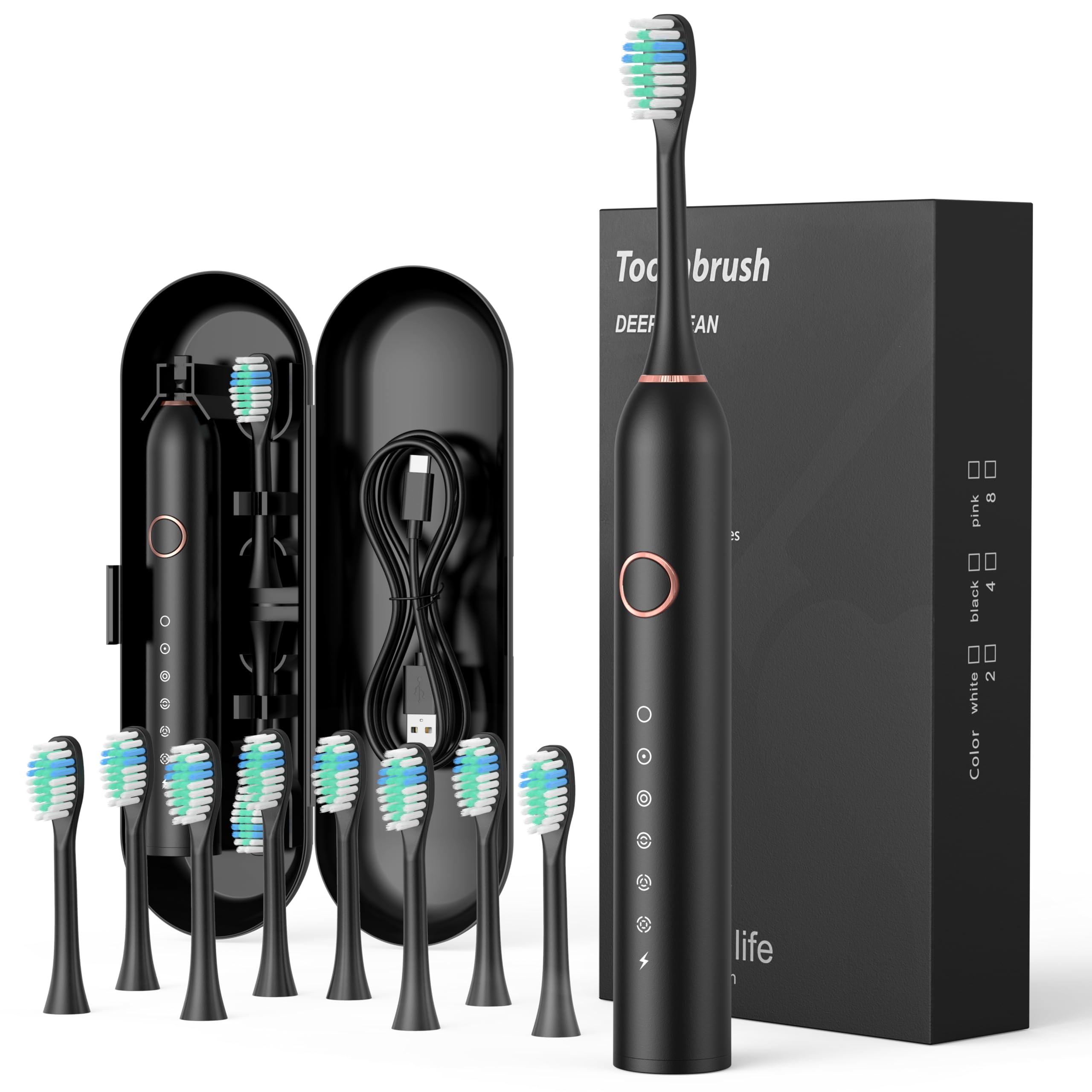 Amazon.co.jp: 電動歯ブラシ 音波式 電動ハブラシ 横振り IPX7防水 6