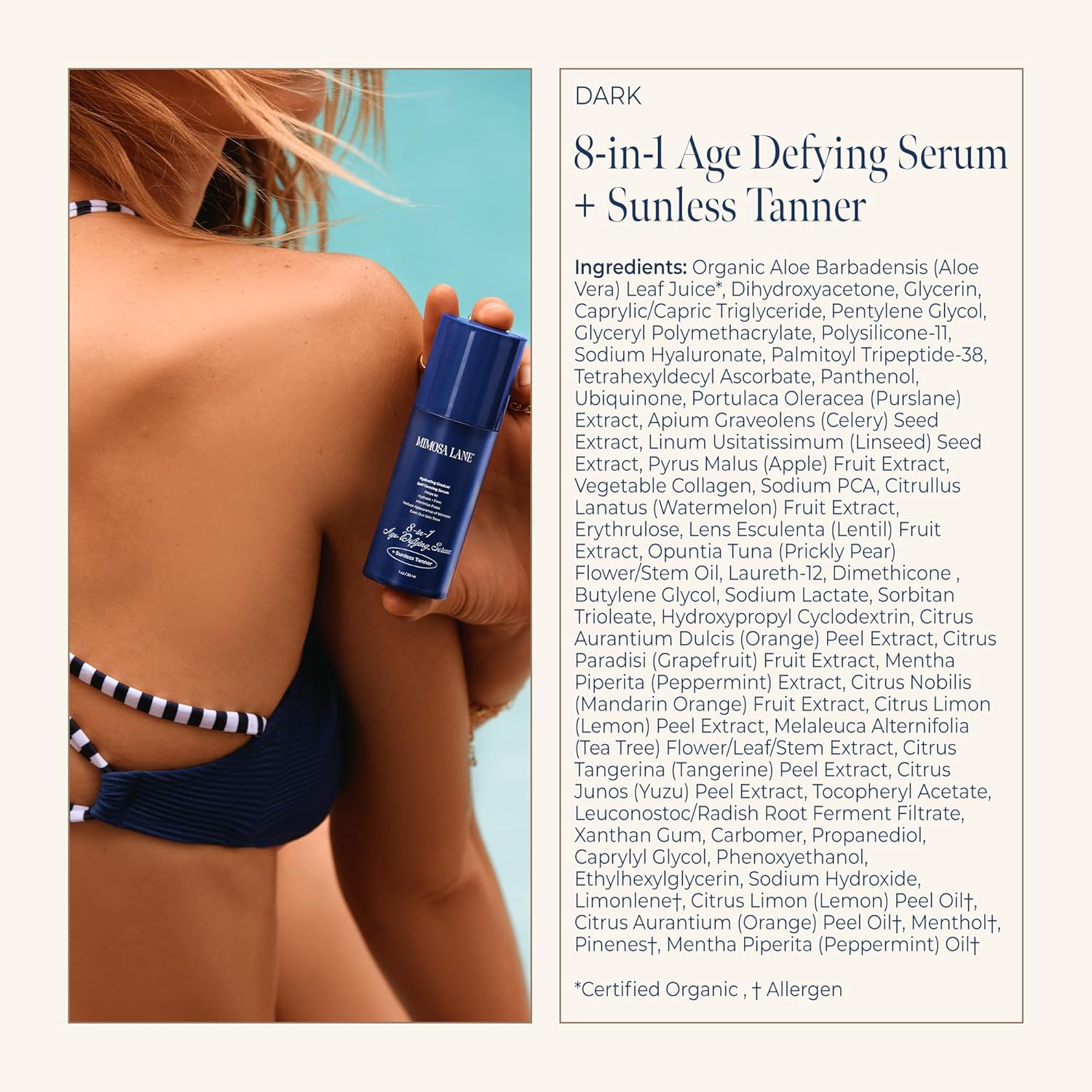 Self Tanner, 8-in-1 Age Defying Face Serum, Hydrating Gradual Tan, Sunless Tanner with Anti-Aging Hyaluronic Acid and Vitamin B, C, E, Fragrance-Free, Vegan, Dark, 1 oz - Image 2