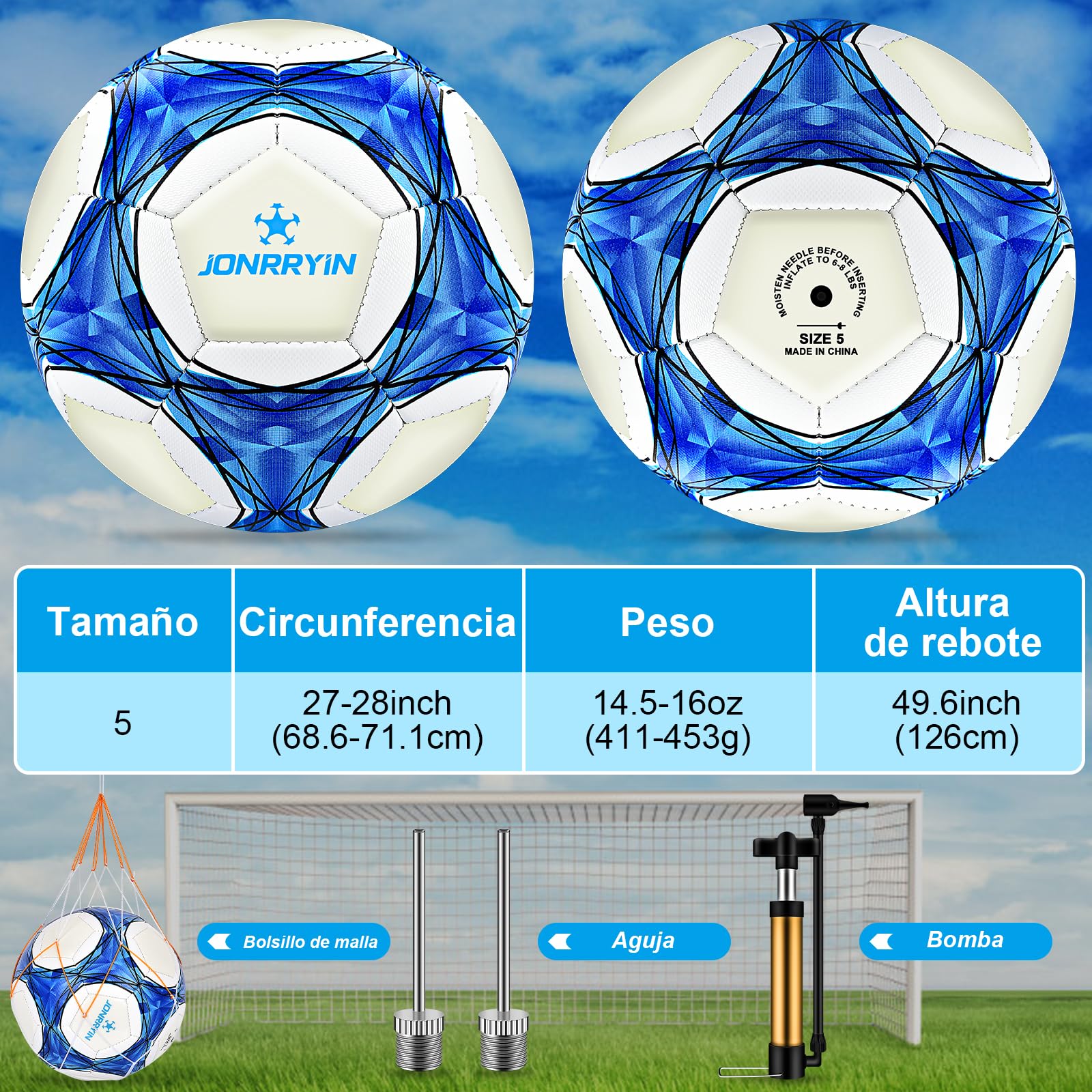 JONRRYIN Balón de Fútbol Iluminado Fluorescente Tamaño 5 para Entrenamiento y Juegos