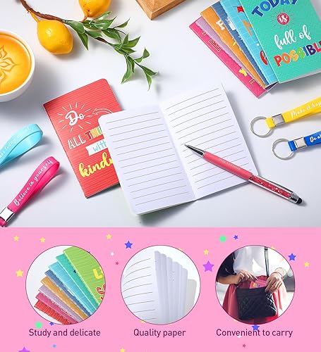 Miniatura 3 de PerKoop 48 unidades de regalos inspiradores VBS Bloc de notas a granel de 3 x 5 pulgadas, bolígrafos motivacionales, llaveros a granel, lindos