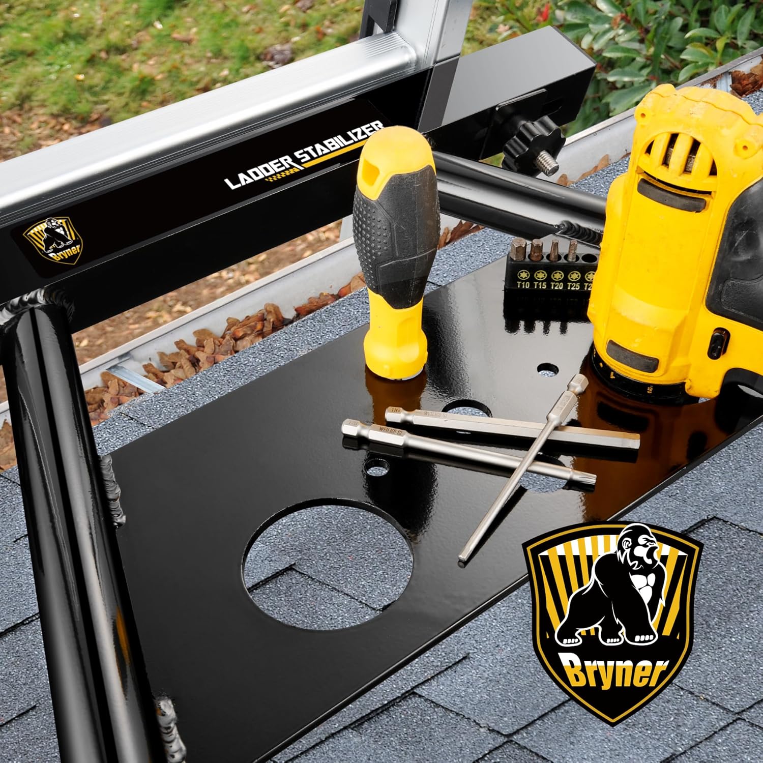 Ladder Stabilizer, Extension Ladder Stabilizer for Roof Wall Standoff Ladder Accessory Safety Stability Aviation Grade Aluminium, Adjustable Length 22-29.5In Ladder Stabilizer