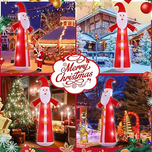 Vista 11 de Muñeco de nieve inflable giratorio de doble cara de 8 pies y Papá Noel para patio, decoración navideña para interiores y exteriores