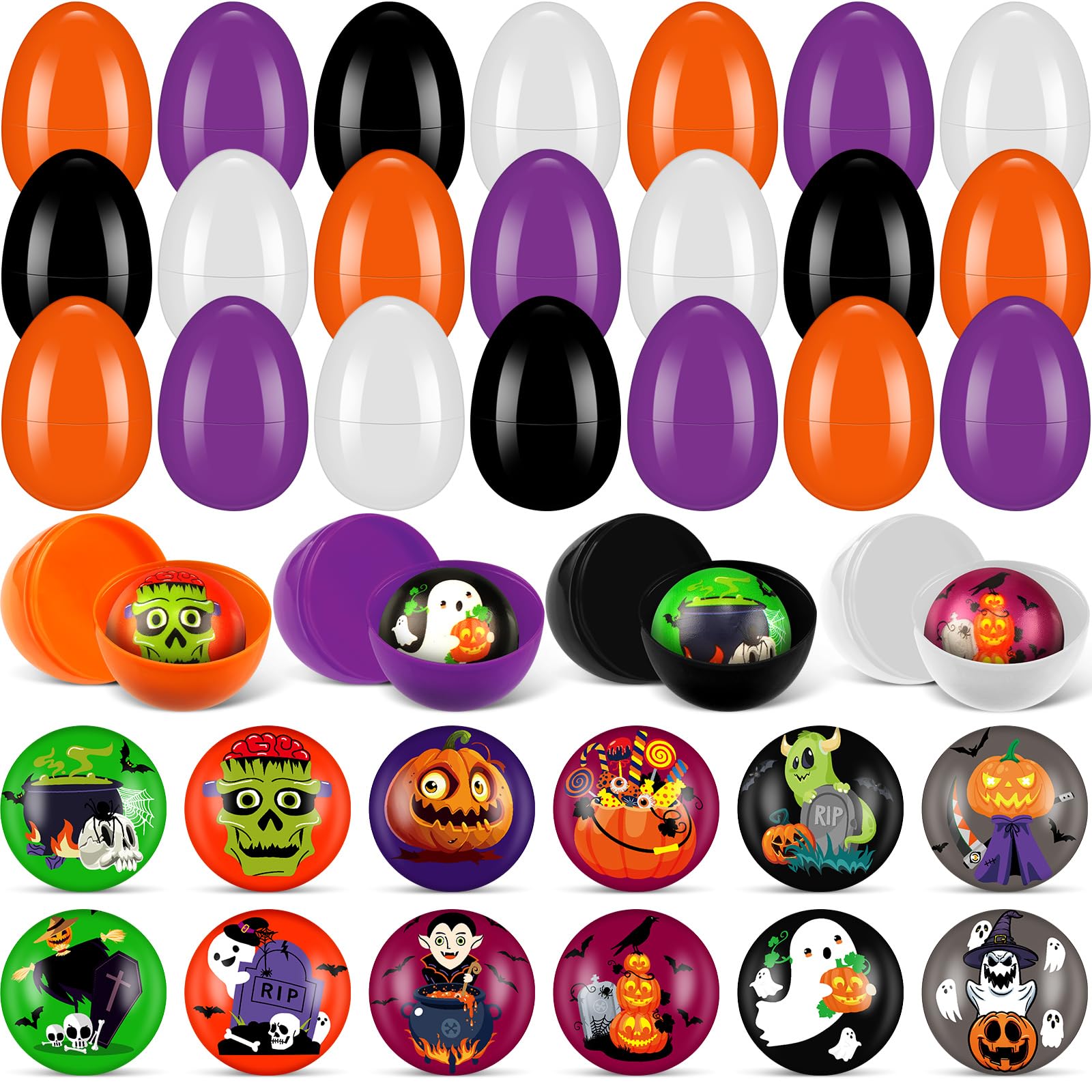 Jenaai 144 Pcs Halloween Easter Eggs Bulk 72 Halloween Eggs 72 Sensory