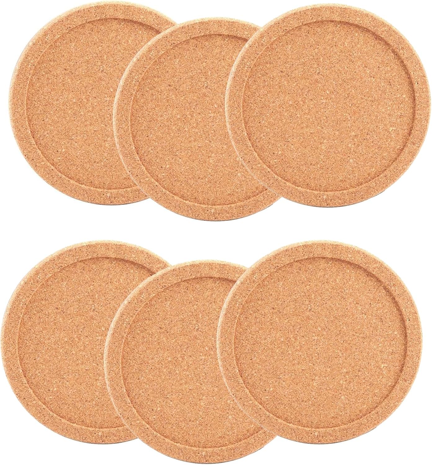 6pcs Cork Coaster with Lip for Drinks Absorbent 0.4" Thick Round 3.9" Cups Mugs Glasses Coaster for Crafts,Warm Gifts Relatives and Friends in Office, Home, or Cottage (Round-6pcs)