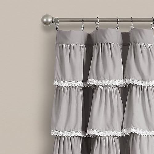 Miniatura 8 de Lush Decor Ventana de encaje con volantes, 84 x 52 pulgadas, panel de cortina blanco