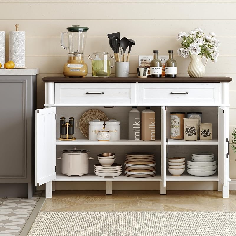 ONBRILL 55 Inch Buffet Cabinet with Storage, Off White image 4
