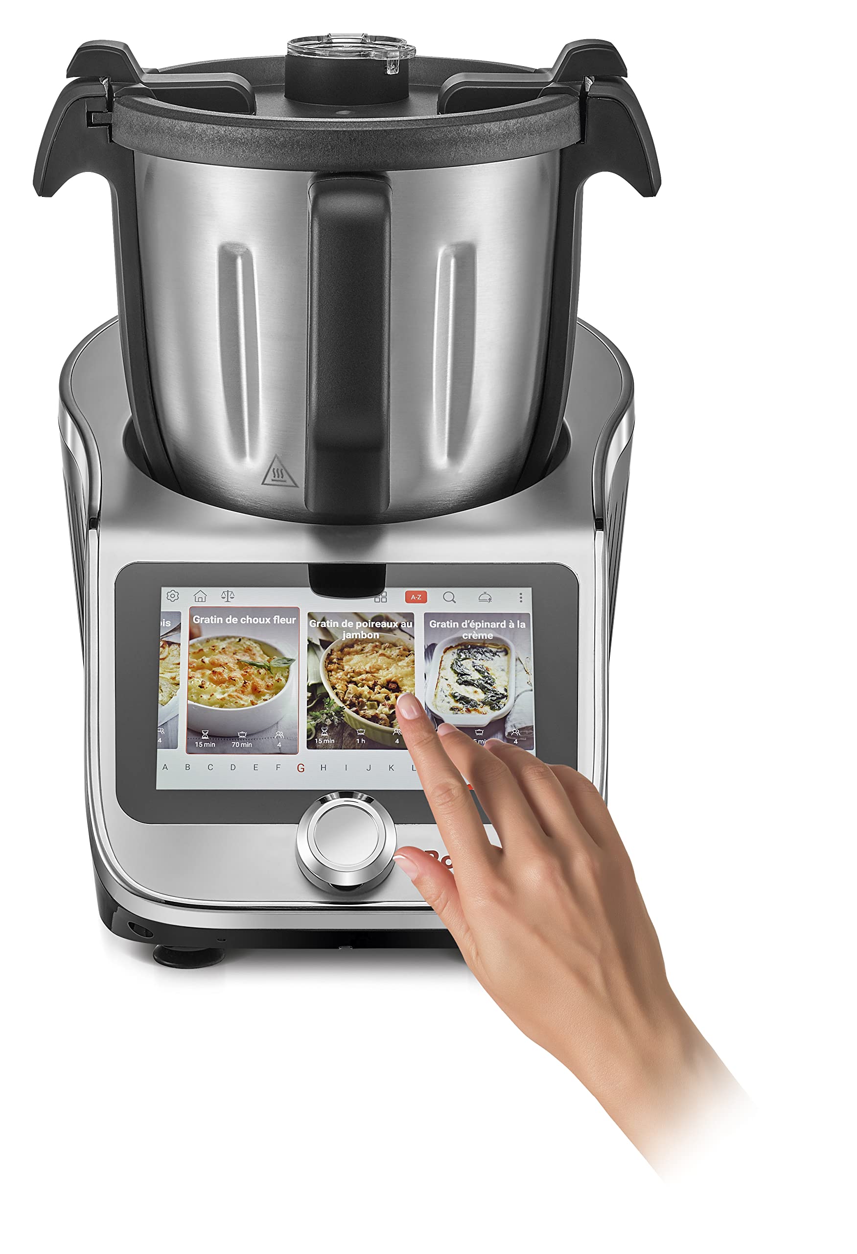 Robby - wielofunkcyjny robot kuchenny z wbudowaną wagą i ekranem dotykowym robicook (model XL, srebrny)