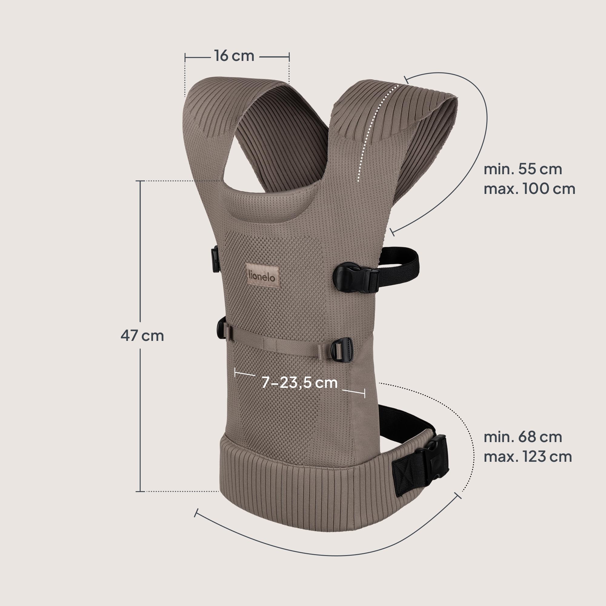 Lionelo MABEL Marsupio Neonato Ergonomico, Traspirante e Leggero, 2 Posizioni di Trasporto: Fronte Genitore e Fronte Mondo, Tessuto Morbido e Innovativo, Rete, Dai 4 Mesi Fino a 15 kg, Ventilazione