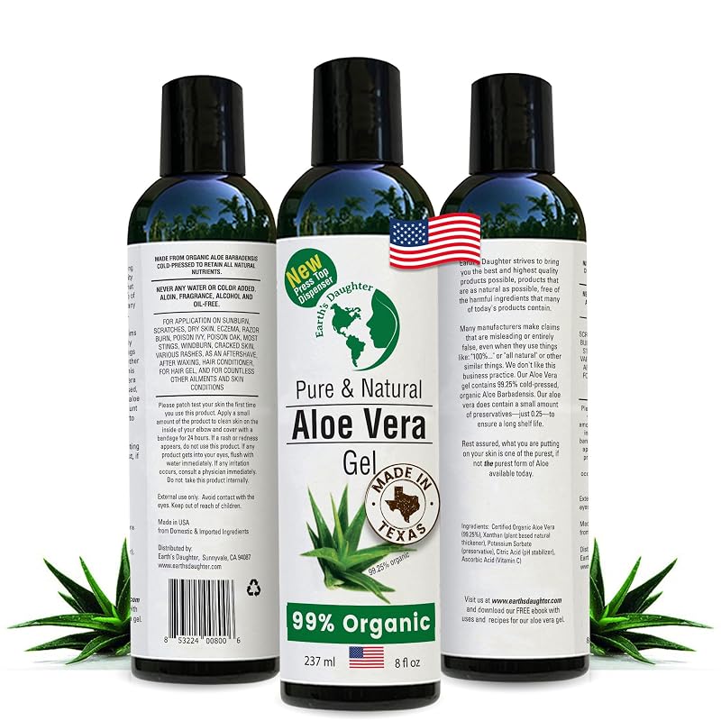 Gel de Aloe Vera Earth's Daughter para rosto, cabelo e pele, 237 mL