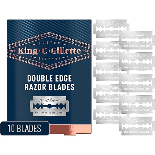 King C. Gillette Double Edge Safety Razor Blades 10 count, Stainless Steel Platinum Coated Blades